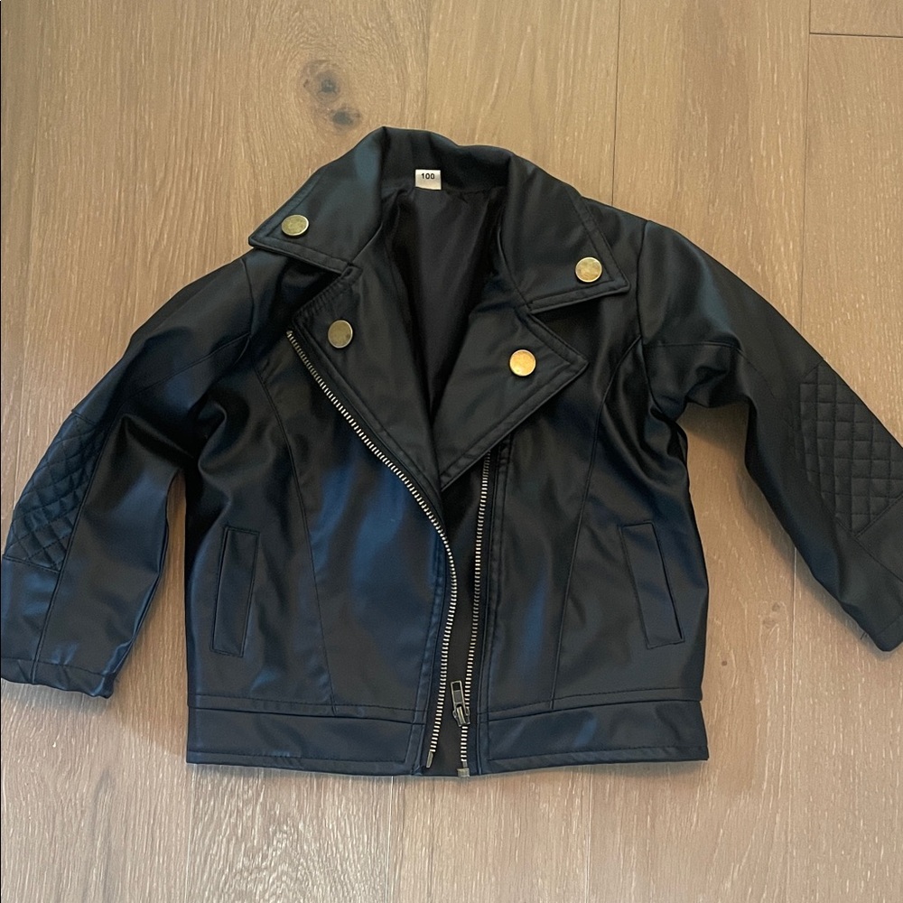 Kids Black Faux Leather Jacket